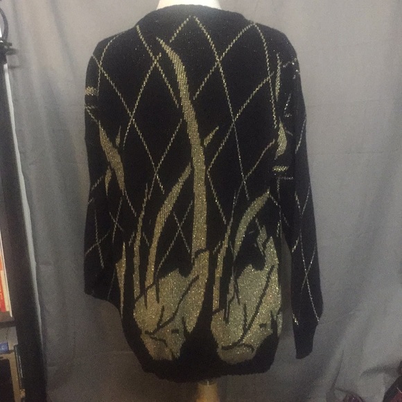 Ellen-D Kollection Black & gold vintage sweater M - Picture 3 of 3